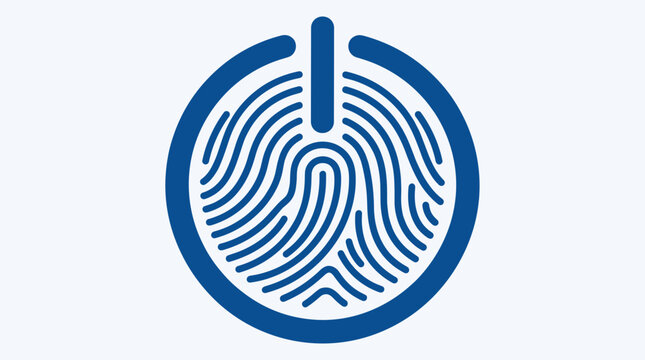 Fingerprint power button icon symbolizing digital identity and security technology
