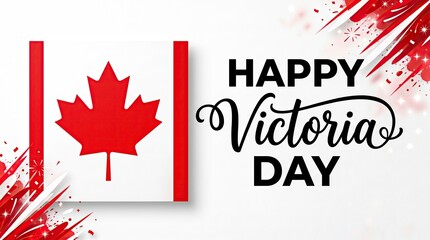 Fototapeta premium Victoria day celebration with canadian flag and fireworks patriotic holiday greeting