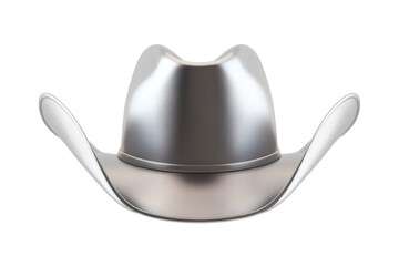A striking 3d render of a sleek metallic silver cowboy hat with a wide brim and classic western styling, perfect for design projects, showcasing style and frontier spirit&nbsp;&nbsp;