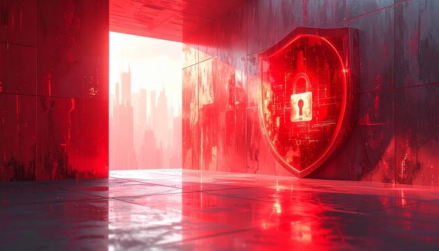 Cybersecurity Shield Protection in Futuristic Digital Environment