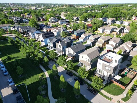 Aerial view of modern neighborhood