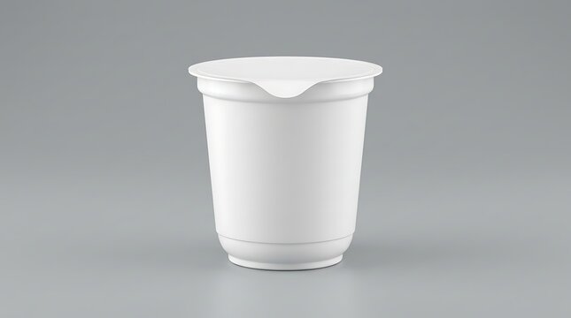 Isolated blank yogurt cup mockup for branding design presentation featuring matte finish plastic container packaging