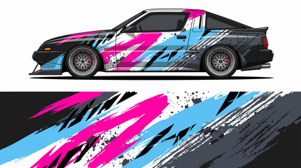 Car with colorful racing stripes design. © IP STOCK