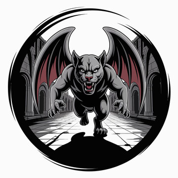 Gray Bat Monster Creature Illustration.