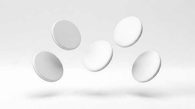 Floating blank circular magnetic badges or pins for branding mockup presentation branding identity design template layout