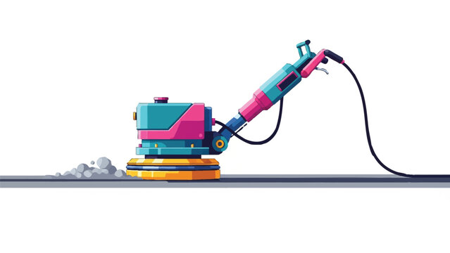 Industrial Concrete Floor Grinder and Polisher Machine Vector Illustration - Heavy Duty Surface Preparation Equipment for Construction, Renovation and Flooring Services