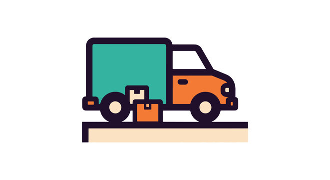 Van delivering packages doo modern colorful pattern vector.eps