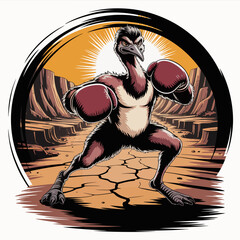 chicken wearing boxing gloves fighting. © Andi