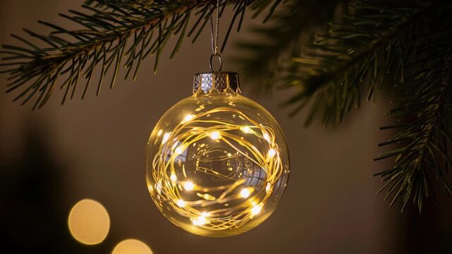 Transparent Christmas Ornament with Fairy Lights