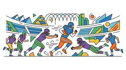 American football players in dynamic action motion during a professional game. © alfan fadhilah