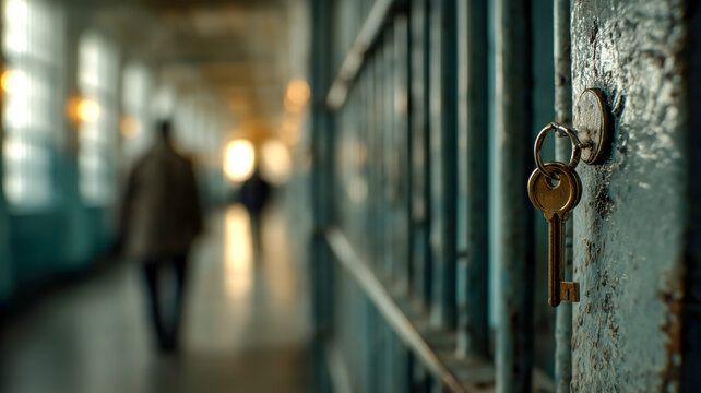 Abandoned prison cell with a single key