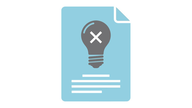 rejected idea symbol on document bad concept failed innovation no creativity