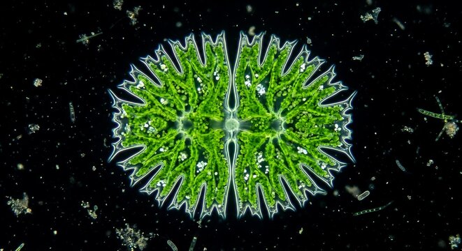 Microscopic Green Algae Underwater View Microalgae