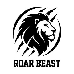 Fototapeta premium Roar beast lion head with claw slash