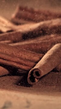 Cinnamon sticks. Filmed on a high-speed camera at 1000 fps. High quality FullHD footage