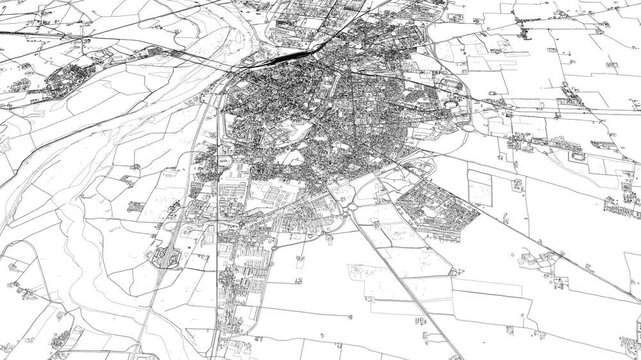3D looped animation of city - Piacenza Italy