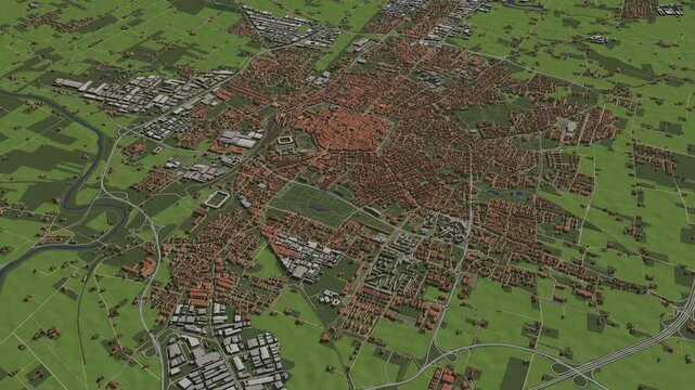 3D looped animation of city - Modena Italy