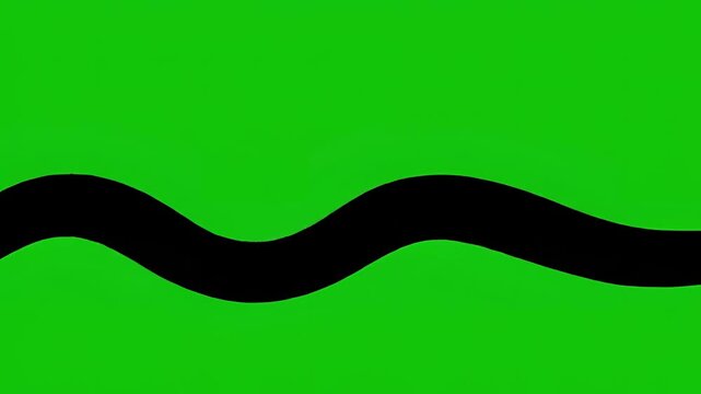 Silhouette of a Black Snake Slithering on a Green Screen Background.