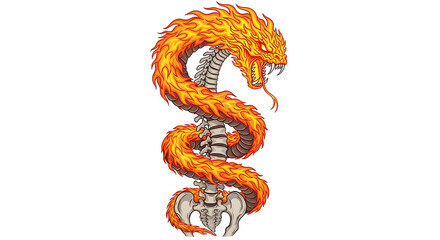 Fototapeta premium Fieryskeleton Dragon Illustration of Power and Mysticism