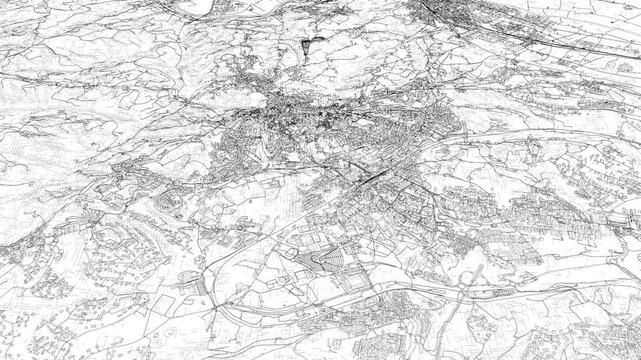 3D looped animation of city - Perugia Italy