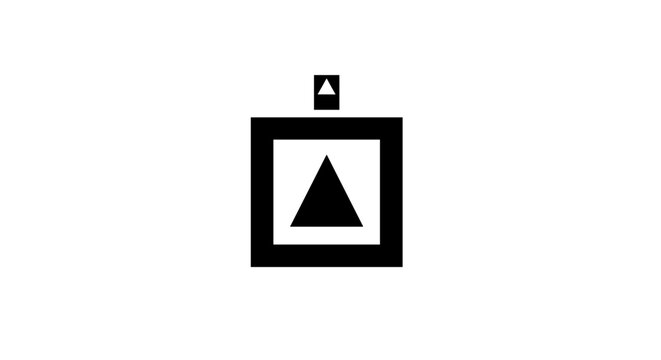 Black triangle in a square frame.