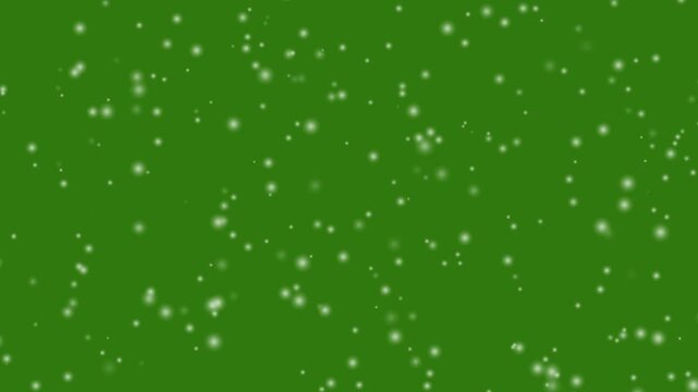 Snowflakes descend over a solid green surface in this seasonal graphic.