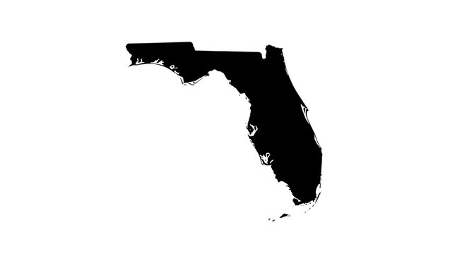 Florida state map outline silhouette black.