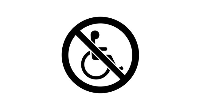 No wheelchair sign symbol icon.