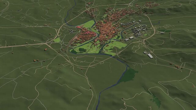 3D looped animation of city - Benevento Italy