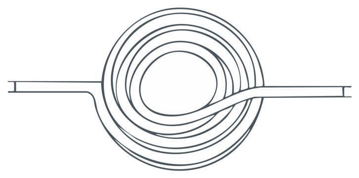 Abstract illustration of a circular coil with straight connecting lines
