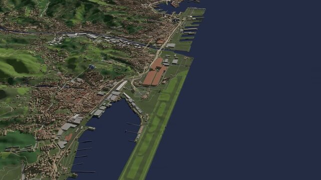 3D looped animation of city - Genoa Italy