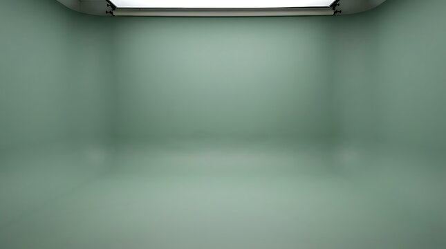 Empty Green Studio Photo Background Seamless Cyc Wall for Product Photography.