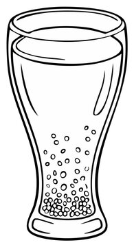 Clear glass of fizzy beverage with bubbles vector illustration