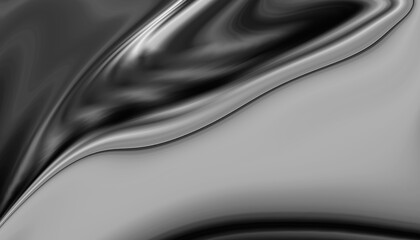 Fototapeta premium Dramatic monochrome abstract background with layered metallic strands, glossy reflective depth, and expressive black and silver motion.