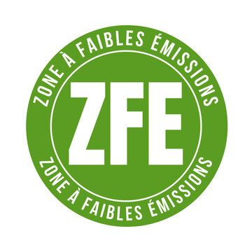 Low emission zone sign in France called ZFE zone &agrave; faibles &eacute;missions in French language