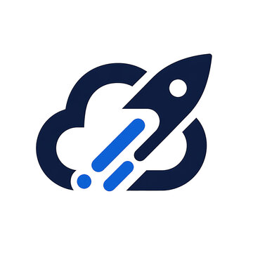 Cloud Computing Rocket Logo Icon For Tech Startup Business