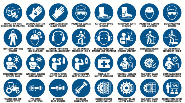 Comprehensive Set of Industrial Safety and Occupational Health Mandatory Signs.