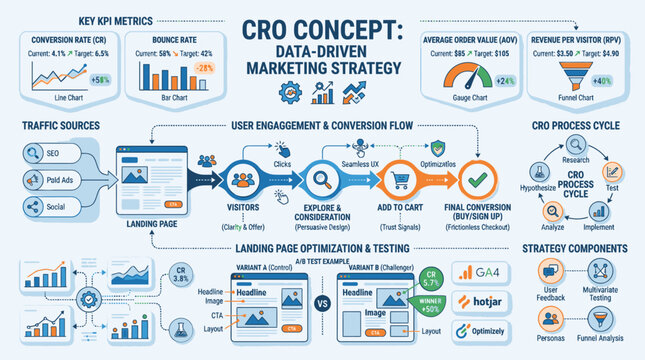 Data driven marketing strategy concept.