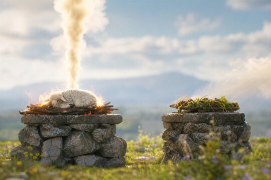Cain and Abel's Sacrificial Altars: Divine Acceptance and Rejection, a Genesis Narrative Juxtaposition of Offerings.