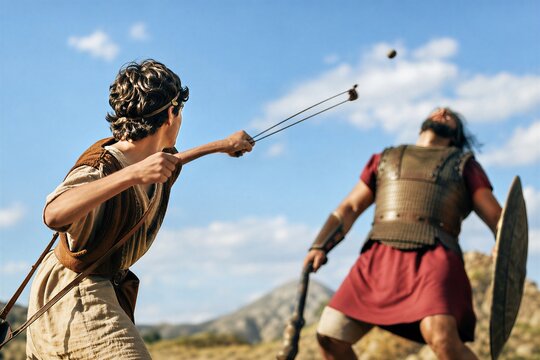 David's Stone in Mid-Air: Goliath Topples as the Underdog Secures a Miraculous Biblical Victory