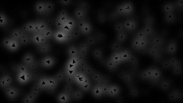 Abstract triangular shards floating in darkness with cinematic lighting creating seamless dreamy atmospheric visual loop
