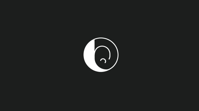 Abstract white circular ear or wave logo icon.