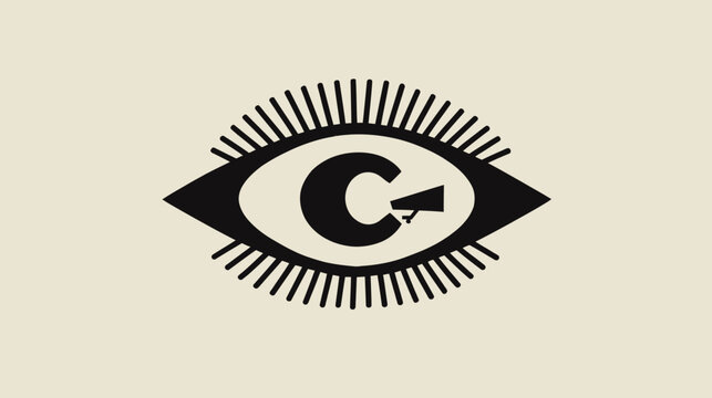 Creative eye logo with letter c and long eyelashes.