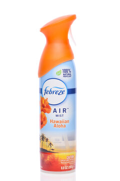IRVINE, CALIFORNIA - 213 MAY 2026:  A spray can of Febreze Air Mist Hawaiian Aloha, air freshener.