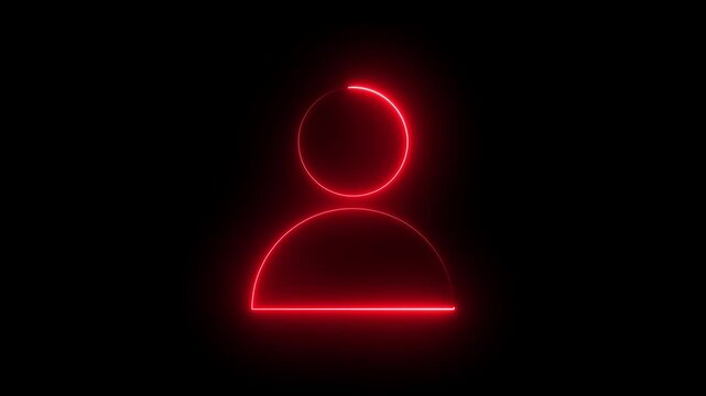 Glowing neon person sign, outline round avatar pictogram in vivid color. neon icon of user in flat style, person icon, user icon illustration. User profile.Glowing neon person sign, outline round.4k