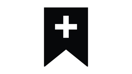 Fototapeta premium Bookmark icon with a plus sign for digital interface design elements