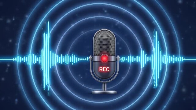 A microphone icon pulsing gently to simulate voice recording Videos