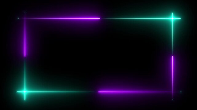 Animation of glowing neon rectangles abstract background. abstract glowing blue neon rectangle border frame. tow ton rectangle picture frame .4k