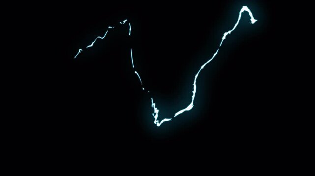 Electric lightning vfx element with neon glow shape. Ideal for adding dynamic effects to video projects or enhancing digital art. alpha channel - 4k video
