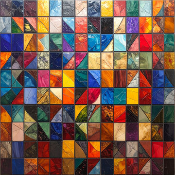 Textured vibrant glass tile mosaic